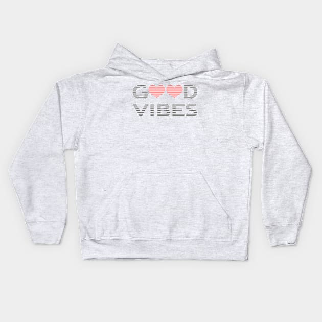 Good vibes - heart - black and red. Kids Hoodie by kerens